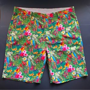 Hreski mens golf short parrots jungle